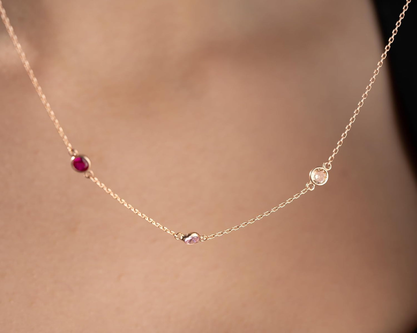 Personalized Birthstone Necklace For Women, 925 Sterling Silver