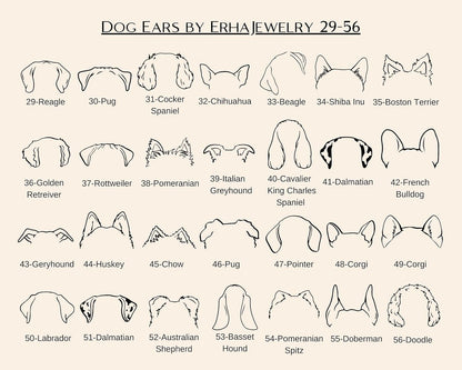 Personalized Dog Ears And Name Necklace, 925 Sterling Silver