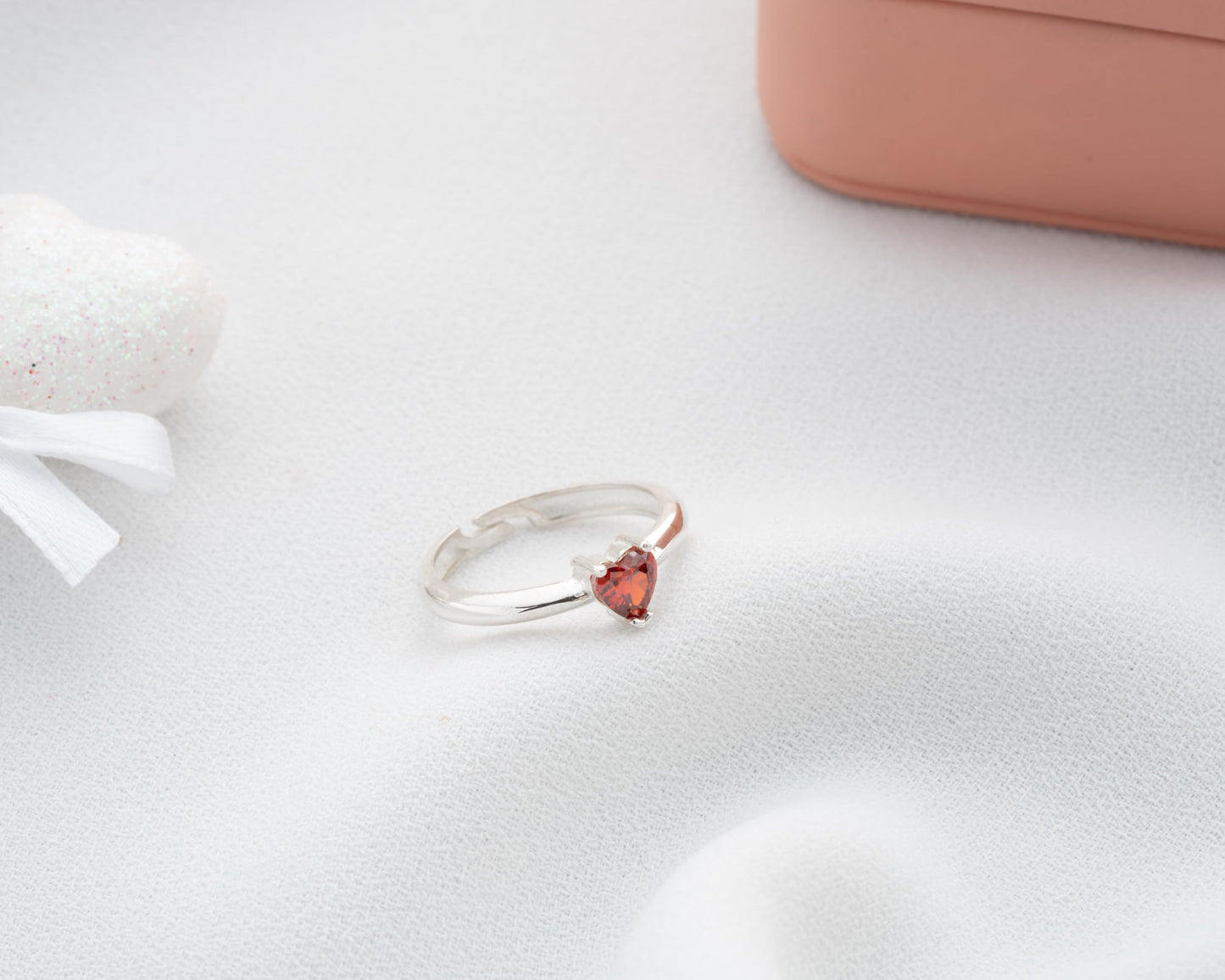 Personalized Heart Ring with Birthstone for Women, 925 Sterling Silver