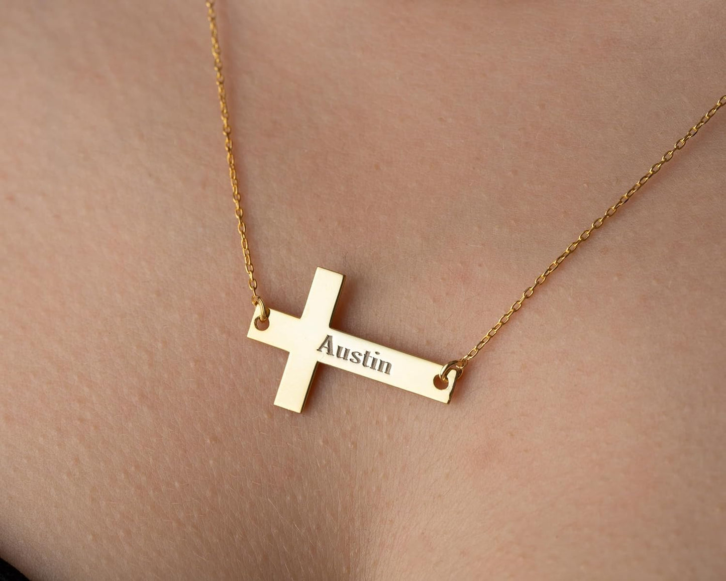 Personalized Cross Name Necklace, 925 Sterling Silver