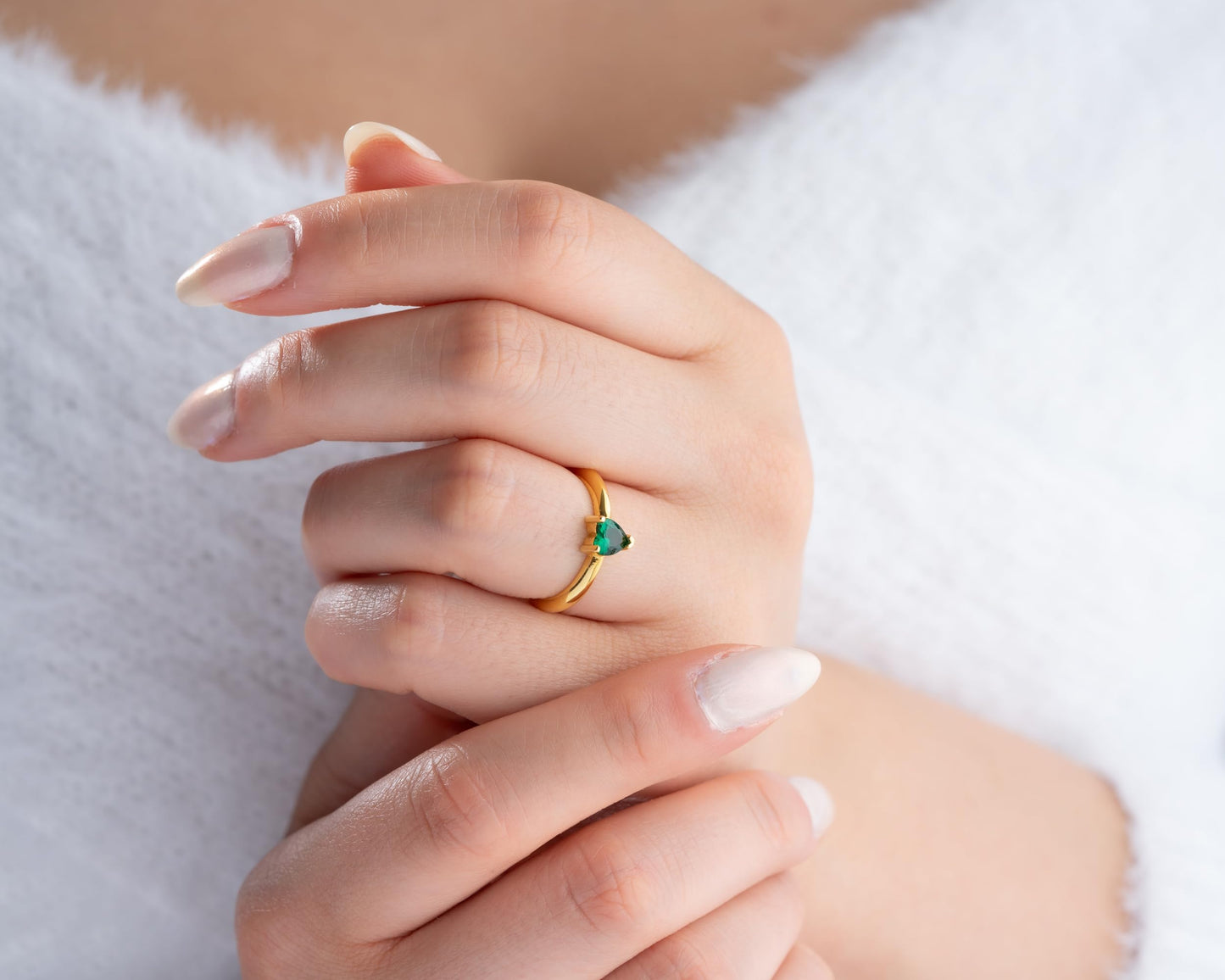 Personalized Heart Ring with Birthstone for Women, 925 Sterling Silver