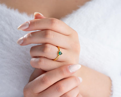 Personalized Heart Ring with Birthstone for Women, 925 Sterling Silver