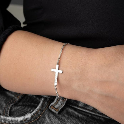 Personalized Cross Bracelet for Women with Custom Names, 925 Sterling Silver