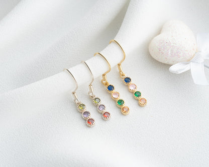 Personalized Birthstone Earrings for Women, 925 Sterling Silver