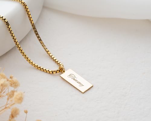 Personalized Bar Name Necklace for Women, 925 Sterling Silver