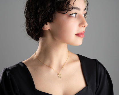 Custom Initial Necklace with Heart, 925 Sterling Silver