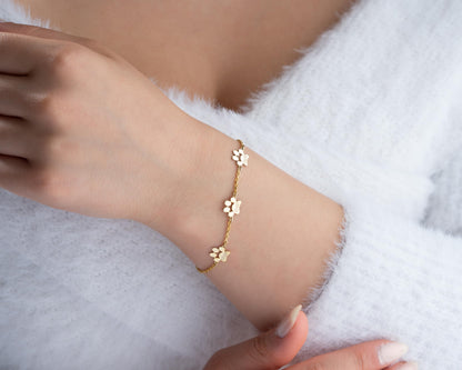 Personalized Paw Bracelet with Name for Women, Pet Jewelry, 925 Sterling Silver