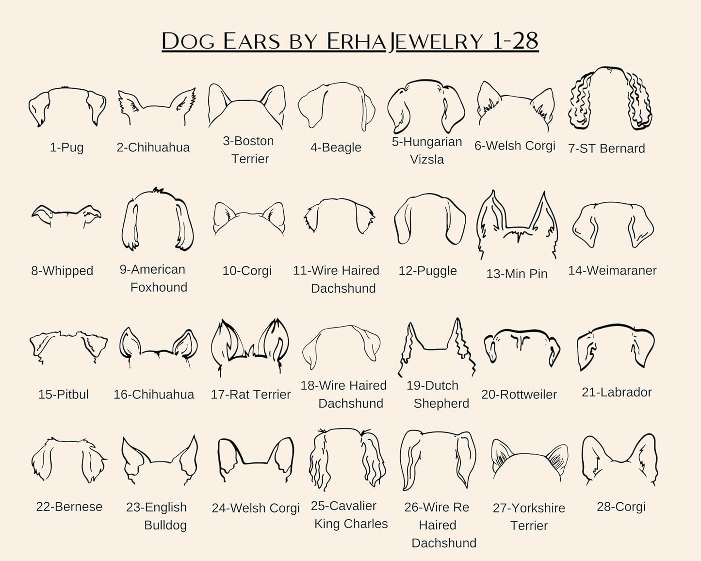 Personalized Dog Ears And Name Necklace, 925 Sterling Silver