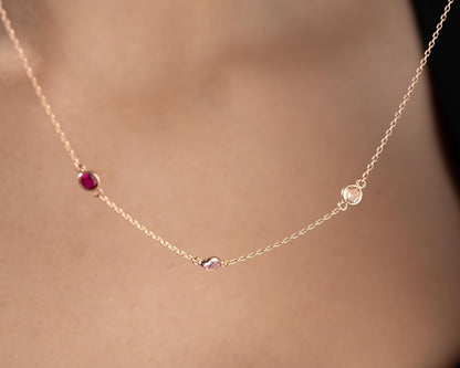 Personalized Birthstone Necklace For Women, 925 Sterling Silver