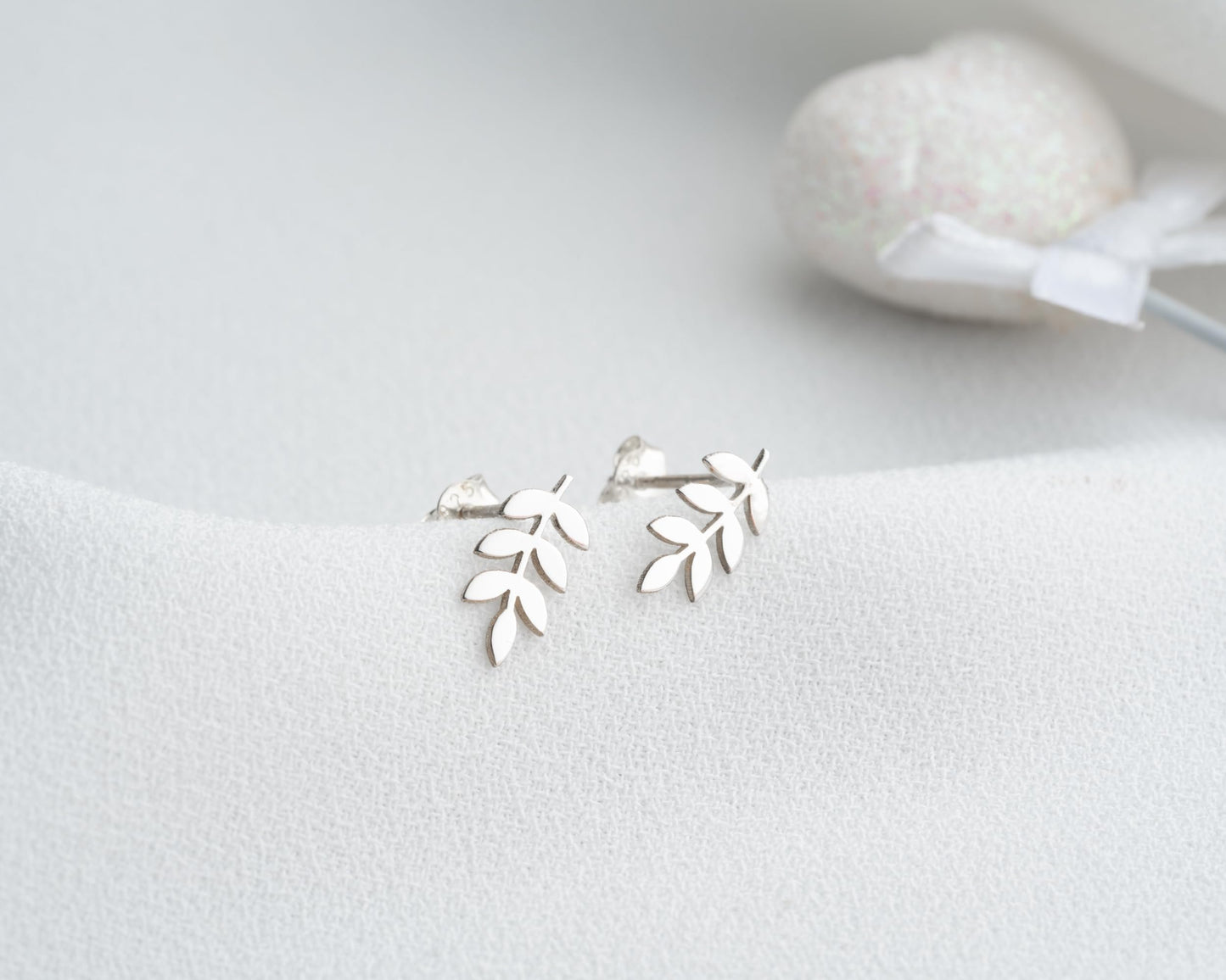 Custom Leaf Earrings for Women, Nature Inspired Stud Earrings, 925 Sterling Silver