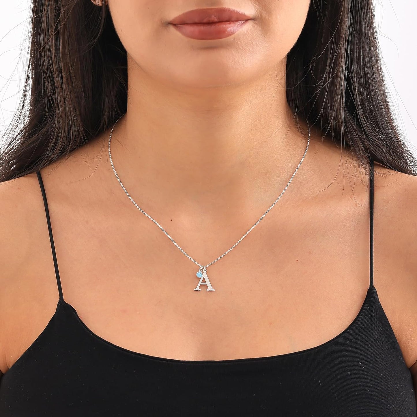 Kadınlar İçin Kişiselleştirilmiş İlk Doğum Taşı Kolyesi, 925 Ayar Gümüş