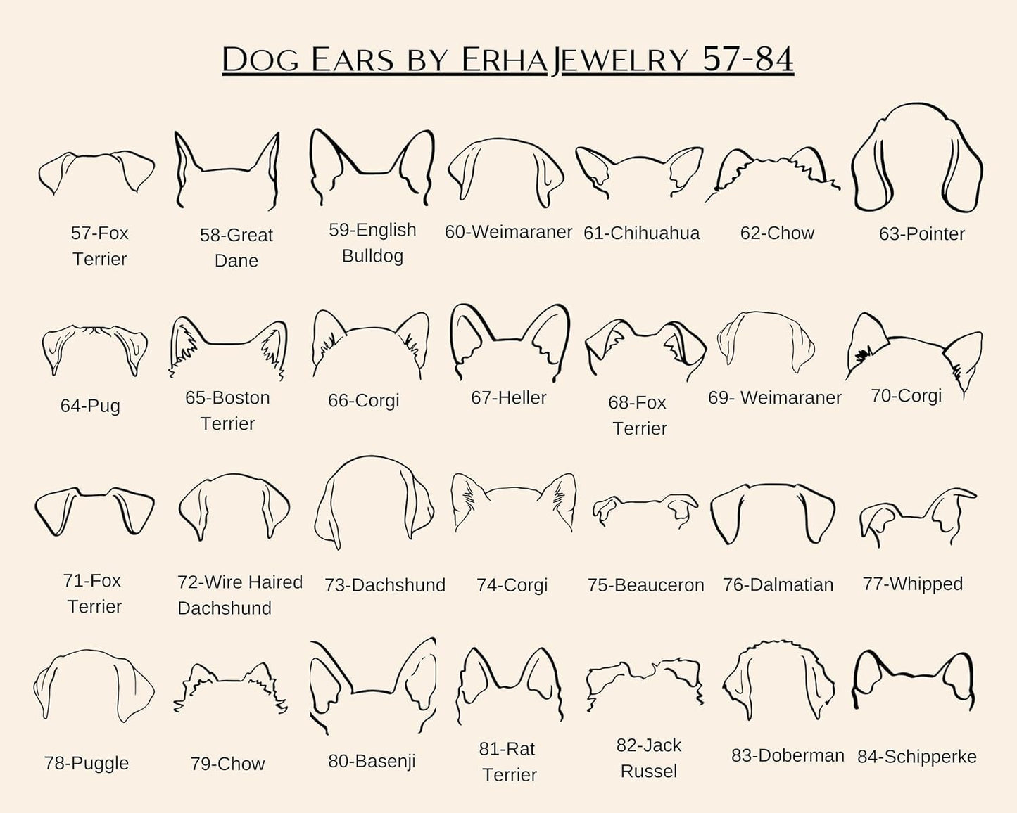 Personalized Dog Ears And Name Necklace, 925 Sterling Silver