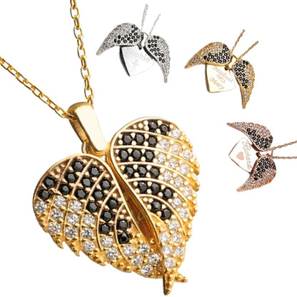 Personalized Angel Wing Necklace with Engrave Secret Message, 925 Sterling Silver