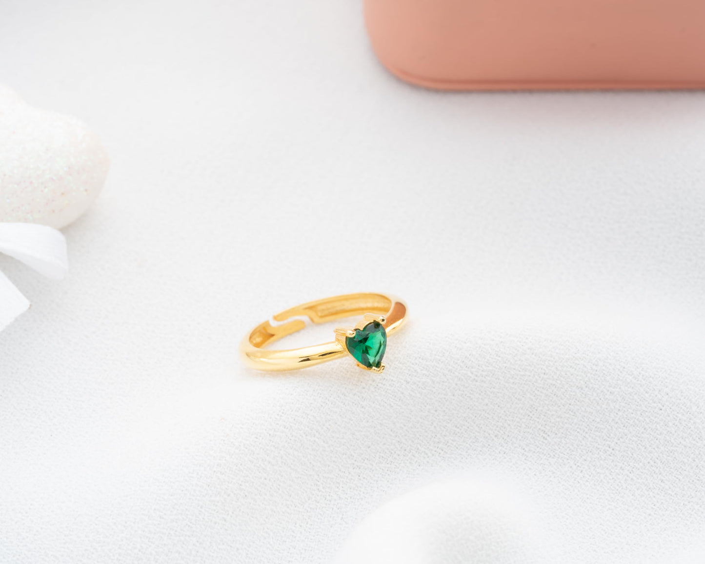 Personalized Heart Ring with Birthstone for Women, 925 Sterling Silver