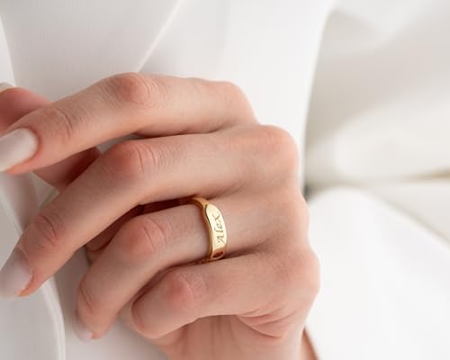 Personalized Engraved Name Birthstone Ring Custom, 925 Sterling Silver