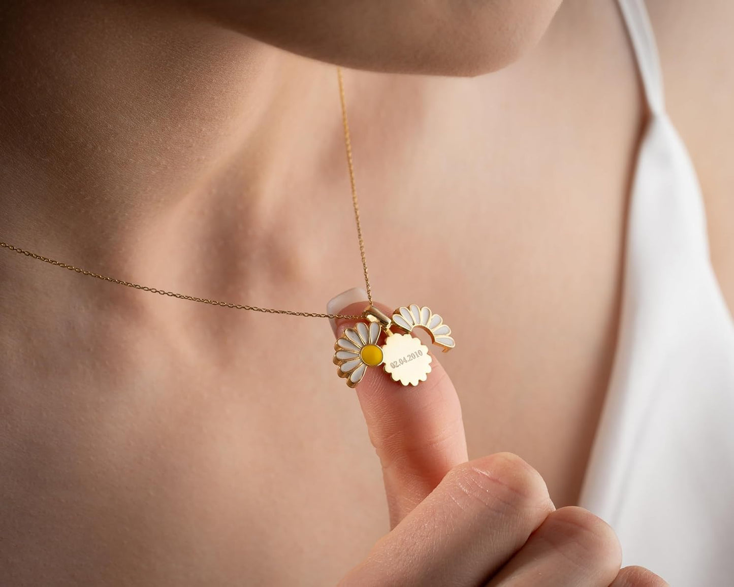 Personalized Daisy Necklace Personalized Hidden Name Pendant, 925 Sterling Silver