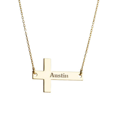 Personalized Cross Name Necklace, 925 Sterling Silver