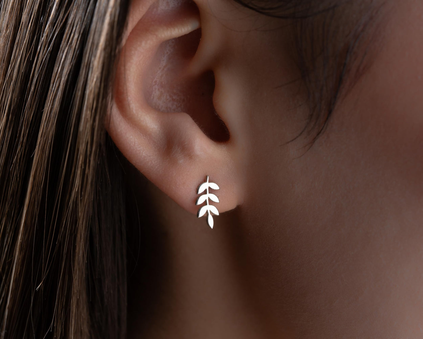 Custom Leaf Earrings for Women, Nature Inspired Stud Earrings, 925 Sterling Silver