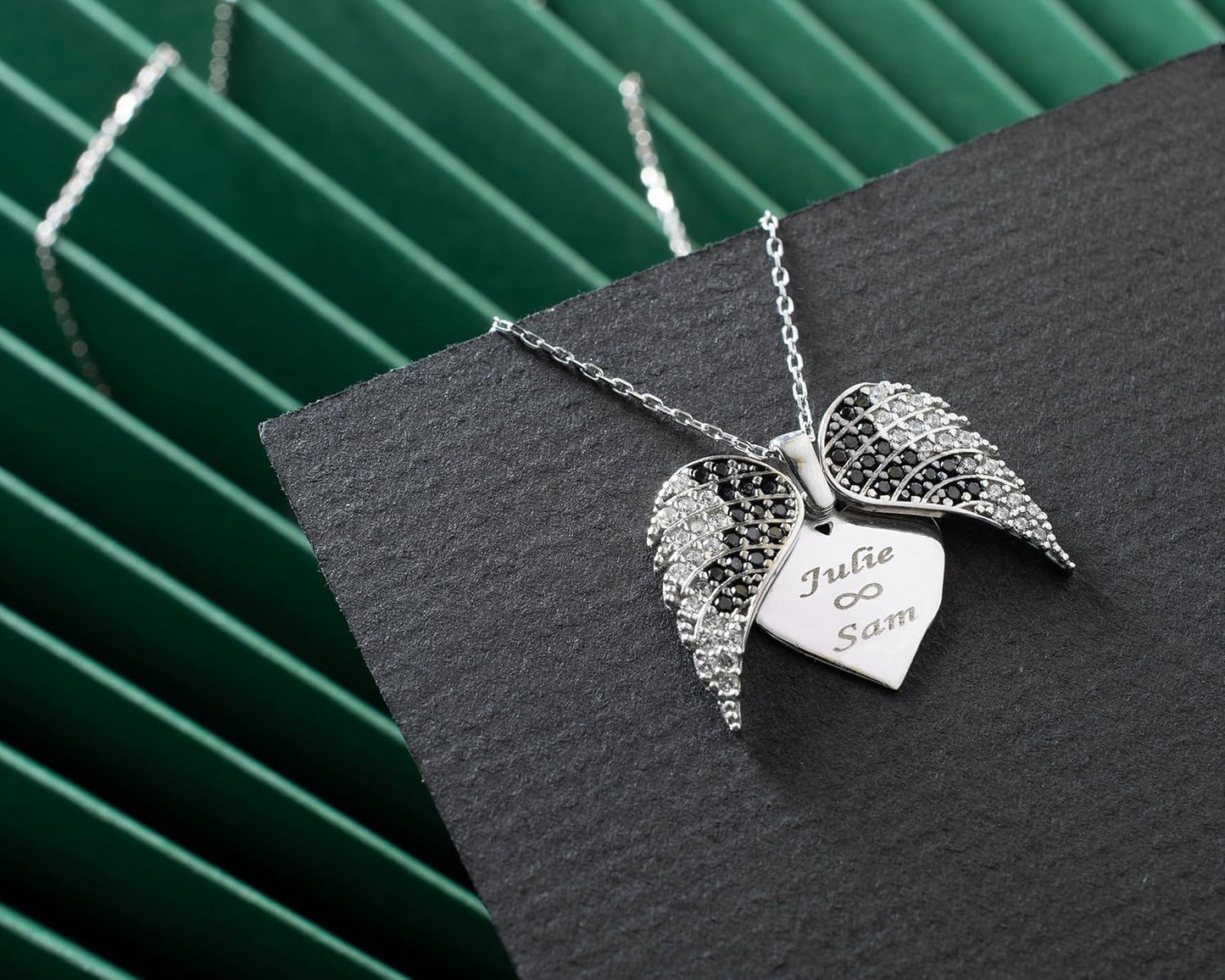 Personalized Angel Wing Necklace with Engrave Secret Message, 925 Sterling Silver
