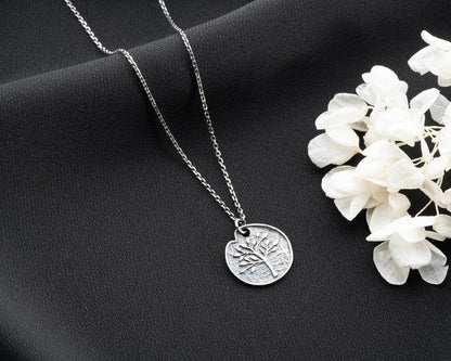 Tree of Life Necklace Hammered, 925 Sterling Silver