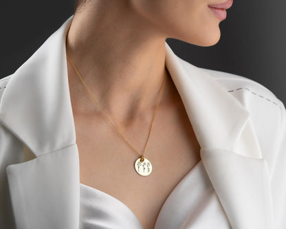 Custom Birth Flower Name Necklace with Birthstone, 925 Sterling Silver