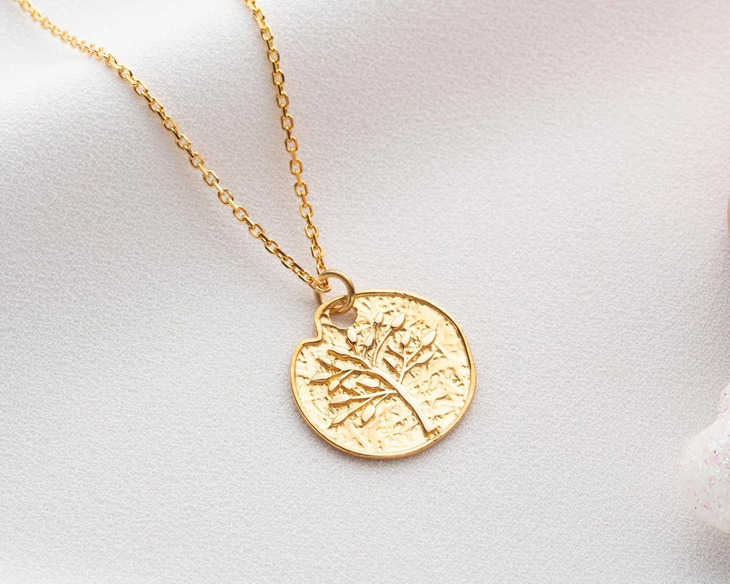 Tree of Life Necklace Hammered, 925 Sterling Silver