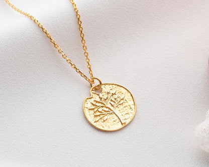 Tree of Life Necklace Hammered, 925 Sterling Silver