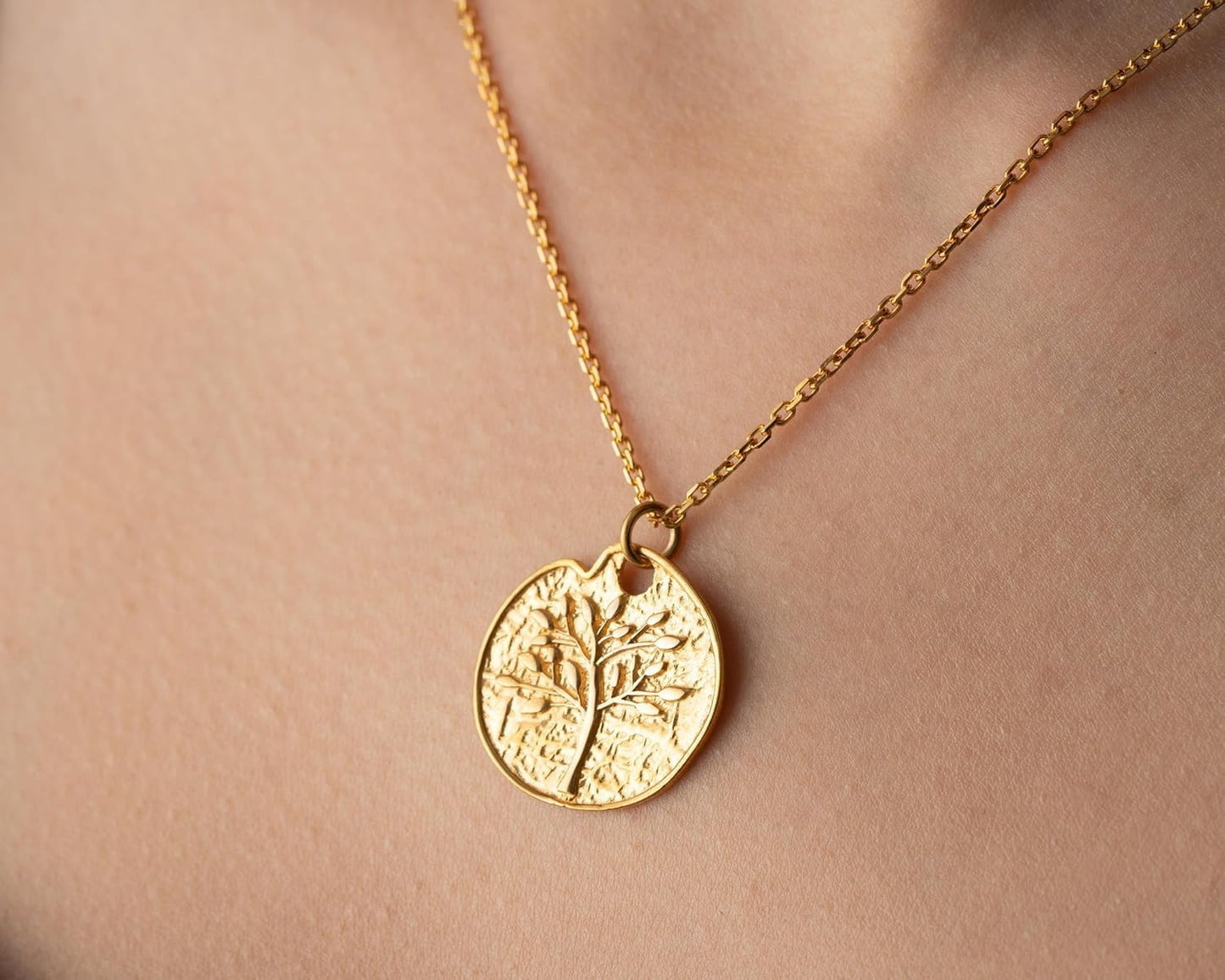 Tree of Life Necklace Hammered, 925 Sterling Silver