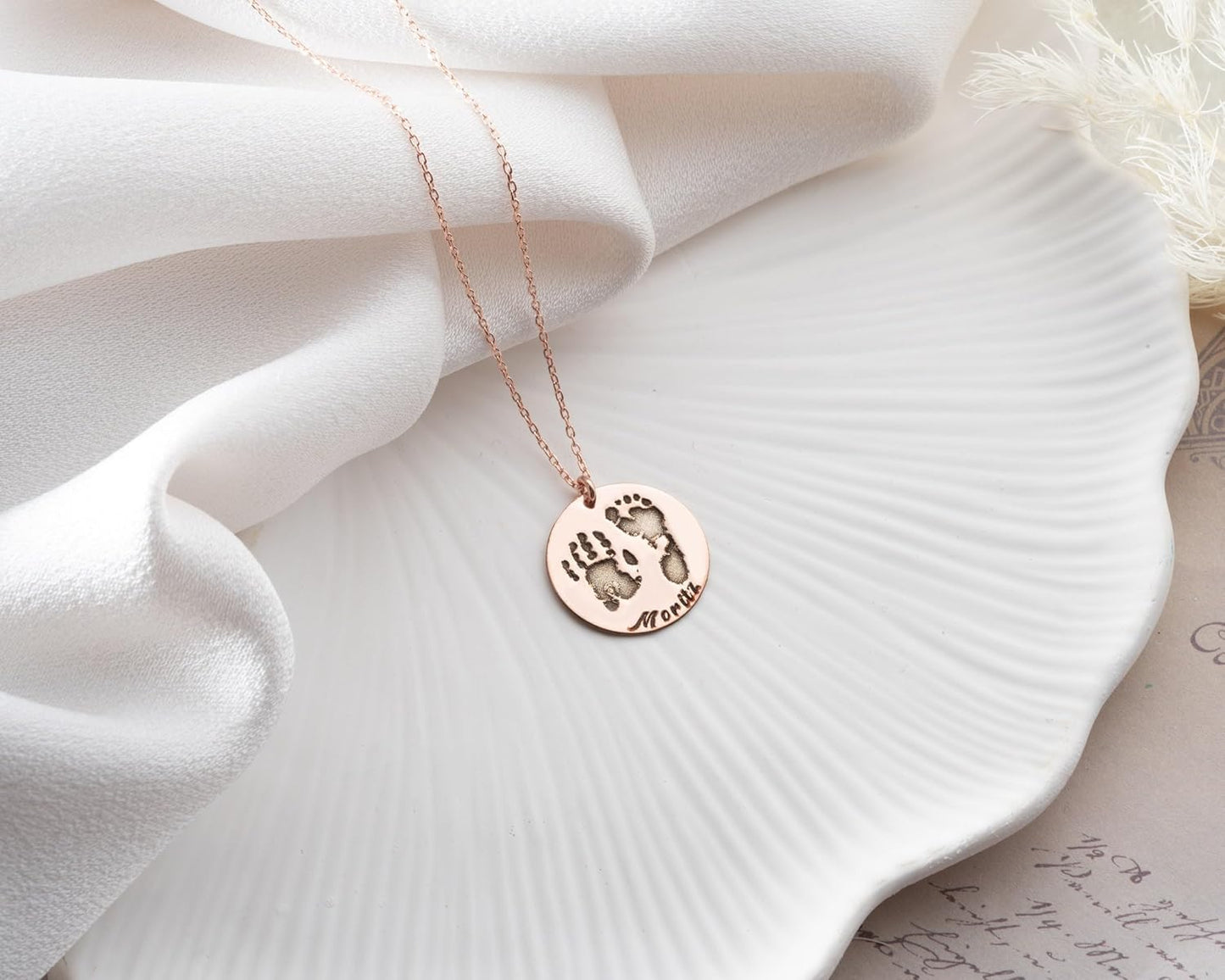 Personalized Newborn Footprint Necklace, 925 Sterling Silver