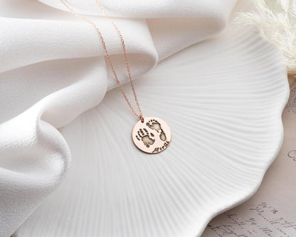 Personalized Newborn Footprint Necklace, 925 Sterling Silver