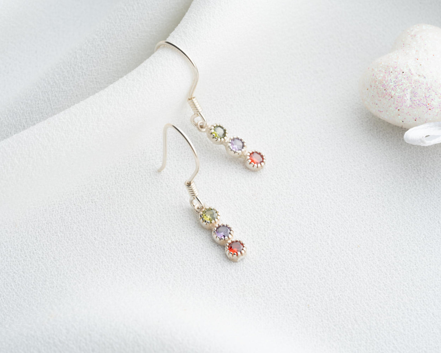 Personalized Birthstone Earrings for Women, 925 Sterling Silver