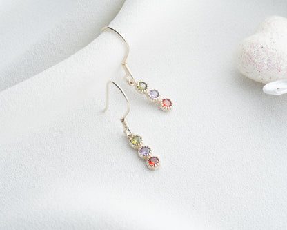 Personalized Birthstone Earrings for Women, 925 Sterling Silver