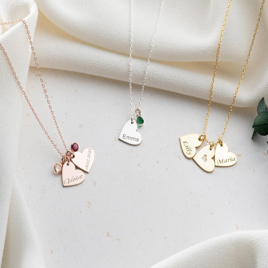 Personalized Name Heart Necklace, 925 Sterling Silver
