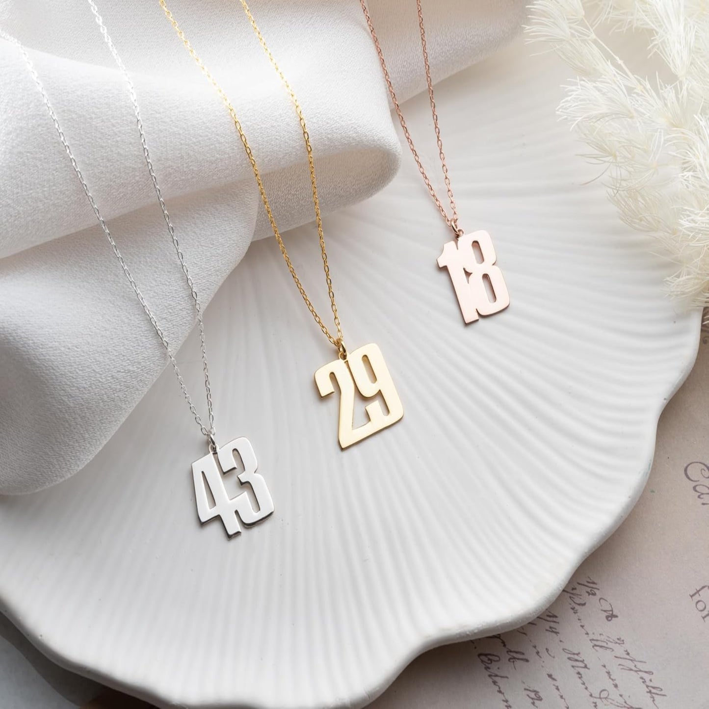 Personalized Number Necklace for Women, 925 Sterling Silver