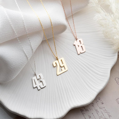 Personalized Number Necklace for Women, 925 Sterling Silver