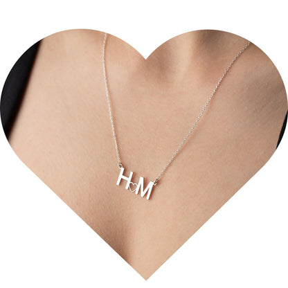 Personalized Initial Necklace for Women, 925 Sterling Silver