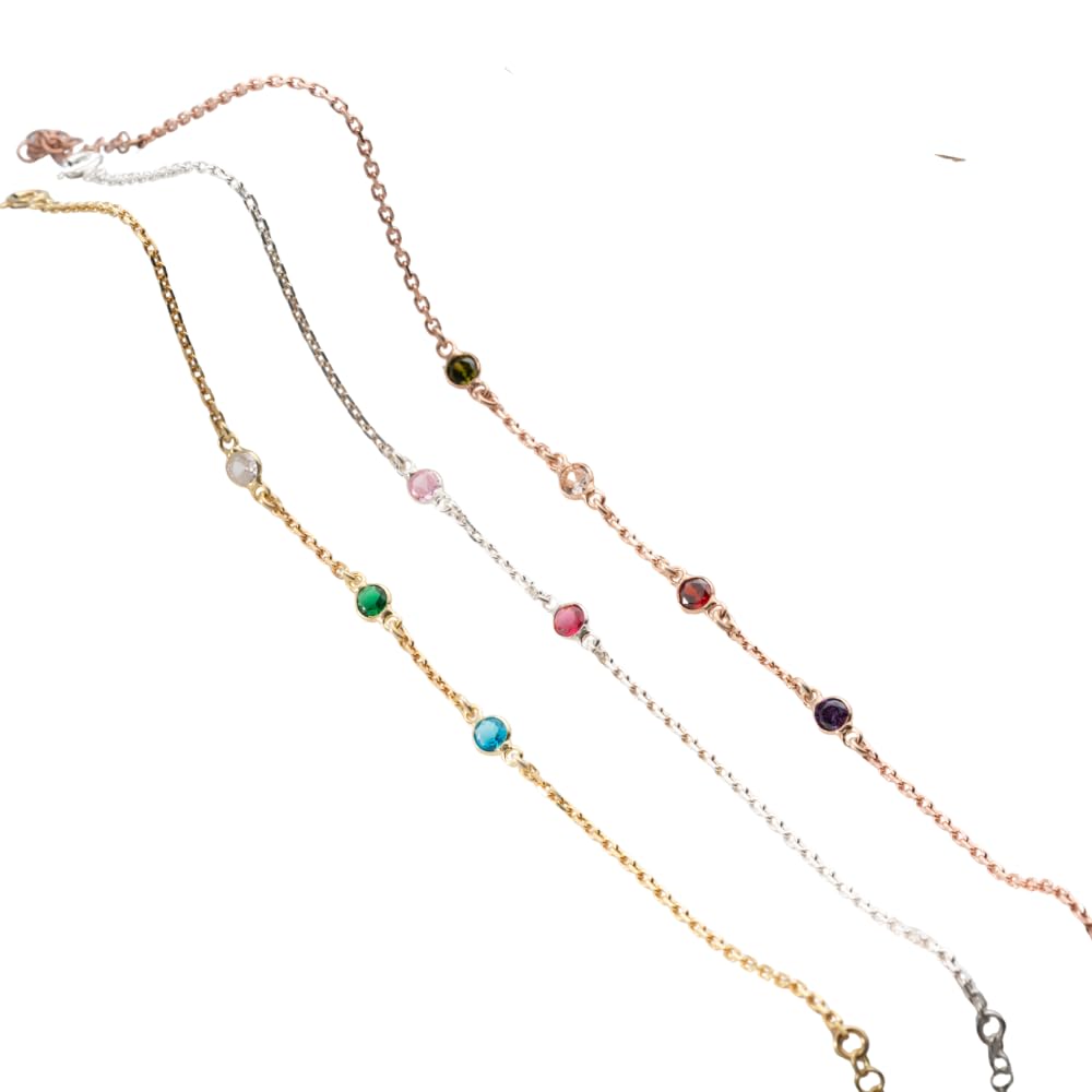 Personalized Bracelet for Women with Birthstone, 925 Sterling Silver