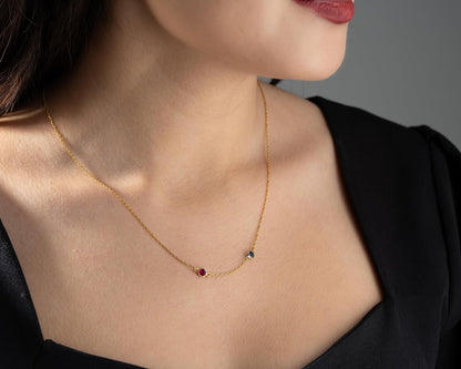 Personalized Birthstone Necklace For Women, 925 Sterling Silver