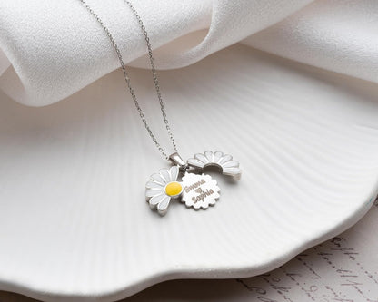 Personalized Daisy Necklace Personalized Hidden Name Pendant, 925 Sterling Silver