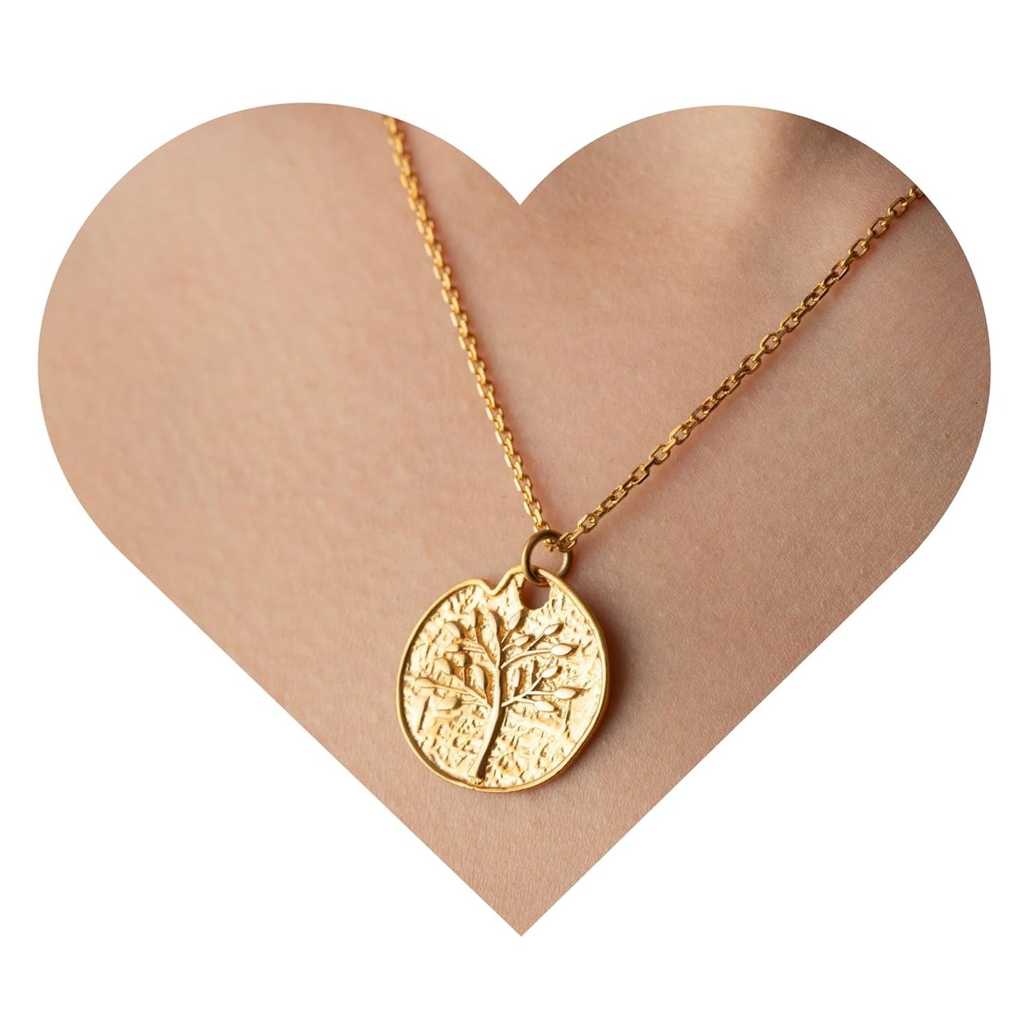 Tree of Life Necklace Hammered, 925 Sterling Silver