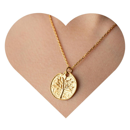 Tree of Life Necklace Hammered, 925 Sterling Silver