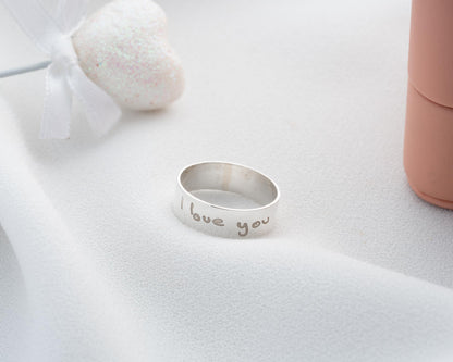 Personalized Ring with Love Message for Women, 925 Sterling Silver