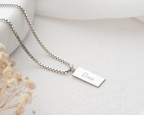 Personalized Bar Name Necklace for Women, 925 Sterling Silver