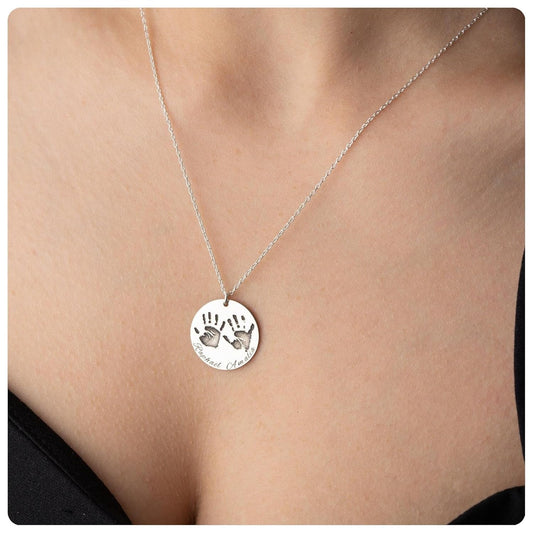 Personalized Newborn Footprint Necklace, 925 Sterling Silver