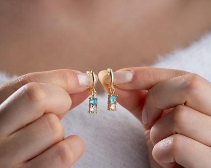 Personalized Dangle Birthstone Earrings for Wome, 925 Sterling Silver