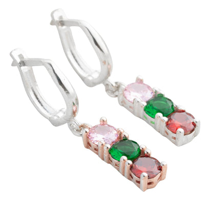 Personalized Dangle Birthstone Earrings for Wome, 925 Sterling Silver