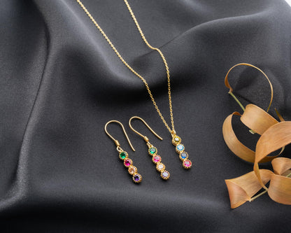 Kadınlar İçin Doğum Taşlı Kişiselleştirilmiş Kolye ve Küpe Seti, 925 Ayar Gümüş