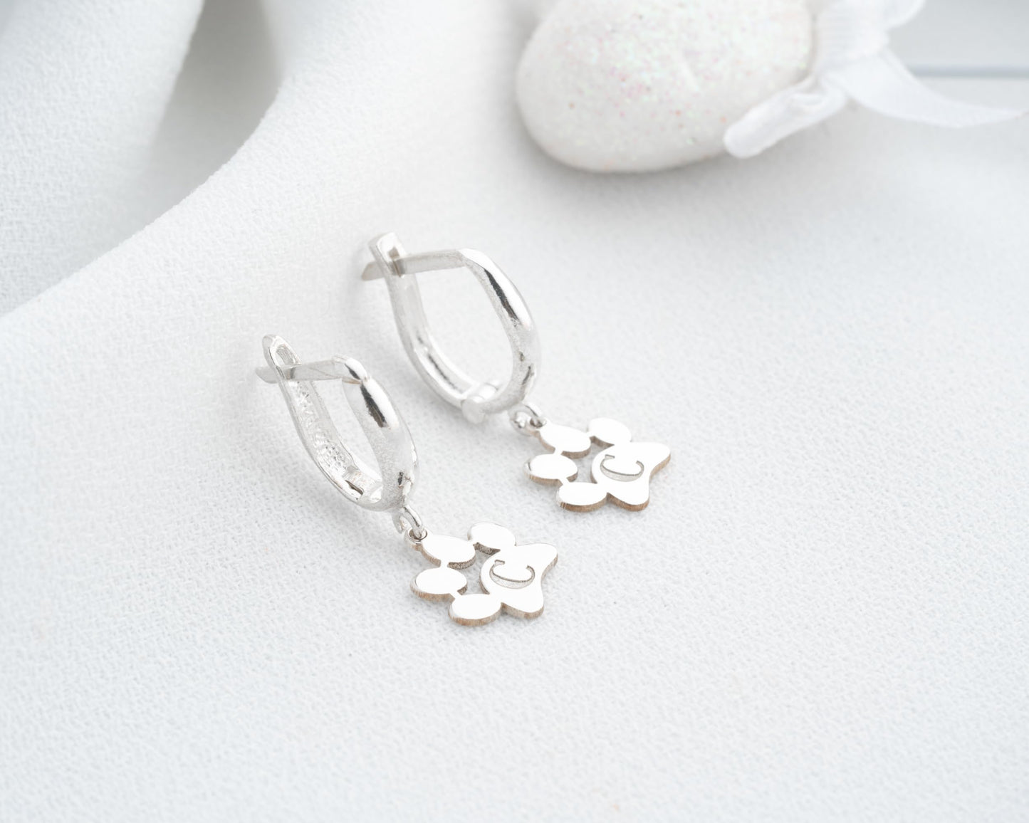 Personalized Paw Initial Earrings for Women Hoop Earrings with Letter Charm, 925 Sterling Silver