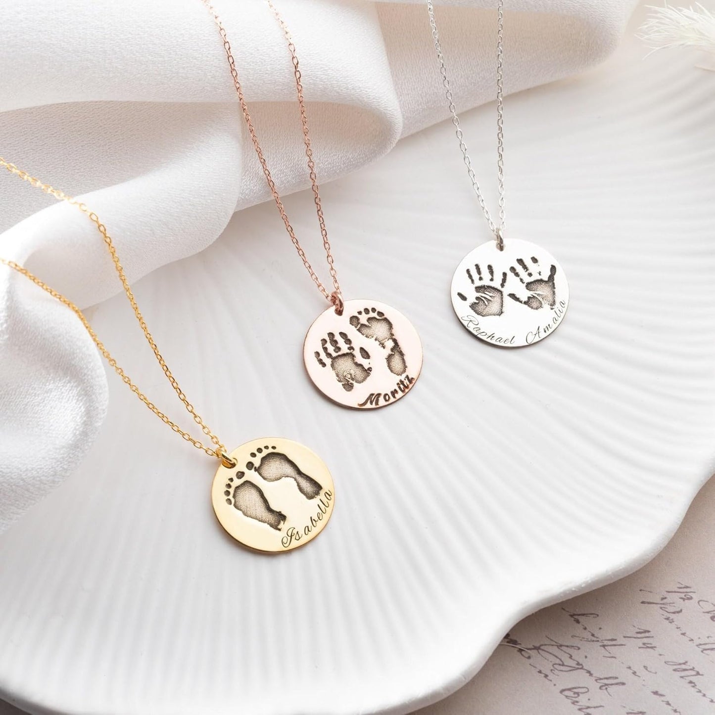 Personalized Newborn Footprint Necklace, 925 Sterling Silver