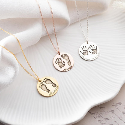Personalized Newborn Footprint Necklace, 925 Sterling Silver